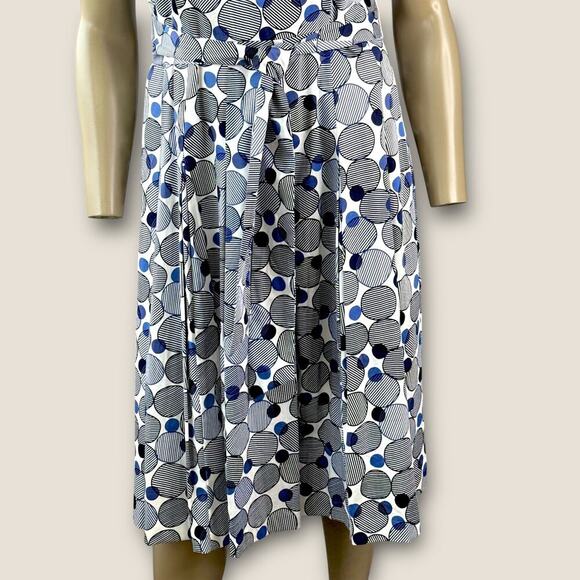 Anne Klein Sleeveless Polka Dot Pleated Fit Flare Tie Belt Sheath Dress Size 6 - Picture 6 of 16